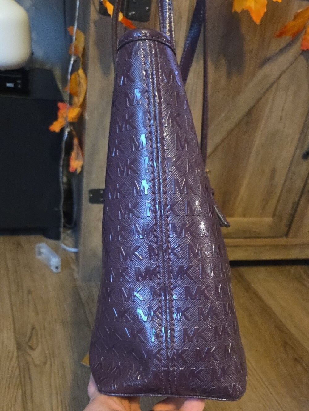 Michael Kors Deep Plum MK Signature Tote - Picture 7 of 11
